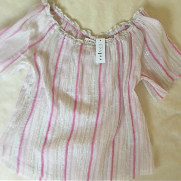 Velvet Graham Spencer Striped Off-the-Shoulder Top - Picture 3 of 5